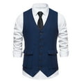 thumbnail image 2 of IROINNID Formal Suit Vest for Men Retro Single-breasted Versatile Waistcoat with Pocket Business Vest,Blue, 2 of 9