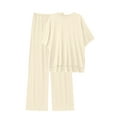 thumbnail image 2 of MINTREUS Lounge Sets for Women Knit Short Sleeve Tops and Long Pants Soft Comfy Pajamas Set Oversized 2 Piece Outfits S-2X, 2 of 8