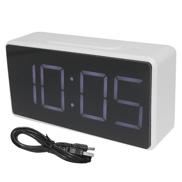 Reloj despertador con pantalla LED digital, temporizador de espejo, reloj electrónico para la sala de estar de la oficina de cabecera del estudiante, color blanco Inevent EL000917-01B