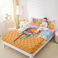 thumbnail image 3 of Castle Fairy Cartoon Basketball Ice Cream Cone Bed Sheets 4-Piece, Waffle Checkered Full Size Sheets, Pink Blue Yellow,1 Fitted Sheet, 1 Flat Sheet and 2 Pillowcases, 3 of 6