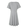 thumbnail image 5 of Tweed Dress Woman, Casual V Neck Short Sleeve Tunic Dress For Vacation Party Daily Elegant Sundress Formal Women Tea Dresses Woman Prom 2025 Dresses Curvy Evening Dresses (XL, Gray) ZMTing, 5 of 5