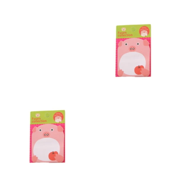Monstrate Notas adhesivas de animales bonitos de dibujos animados, Bloc de notas extraíble Kawaii, suministros para escuela y oficina, pegatina Cerdo 2piezas