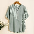 thumbnail image 6 of Fsqjgq Womens Summer Tops Boho Tops for Women Blouse Tunic Fashion Casual Cotton Material New Striped Splicing Short Sleeved T Shirt Color Shirt Tunic Tops Sports Tee Tunic Tank Tops for Women 2XL, 6 of 7
