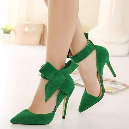 

hotio 2024 Women s Pointy Toe High Heel Stiletto Big Bowknot Pumps