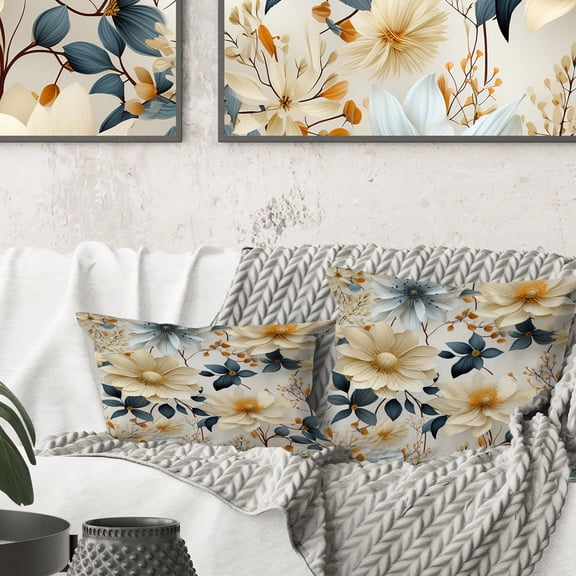 Designart "Natural Grace V" Floral Printed Throw Pillow