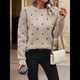 thumbnail image 4 of Suéteres de Lunares para Mujer, Jersey de Punto de Larga y Cuello Redondo. Caqui L, 4 of 9