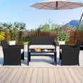 thumbnail image 4 of Costway 4 PCS Patio Conversation Set with Seat Cushions & Tempered Glass Tabletop, Porch White+Black, 4 of 10