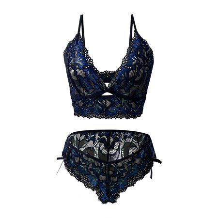

Vedolay Plus Size Lingerie Women s Soft Lace Lingerie Set See Through Underwear Floral Lace Underwire Sheer Bra and Panty Set S