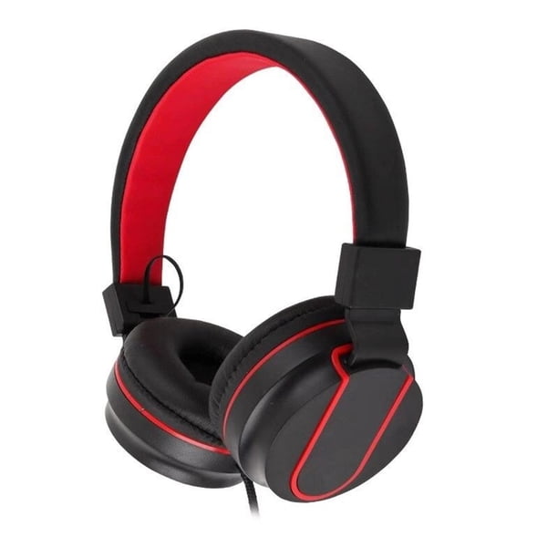 Moyic Auriculares con cable ajustables Home Hotel Net Bar Over Ear Auriculares Estéreo Sonido Auriculares para juegos Cables de audio/vídeo Rojo