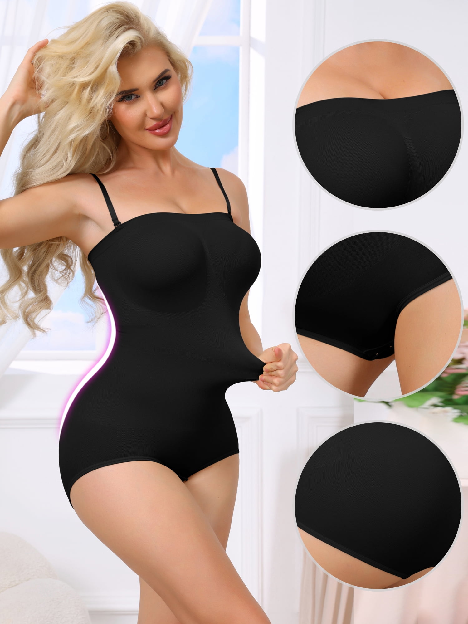 DARING DIVA Women's Strapless Leotard Tube Top Thong Bodyshaper XL Black
