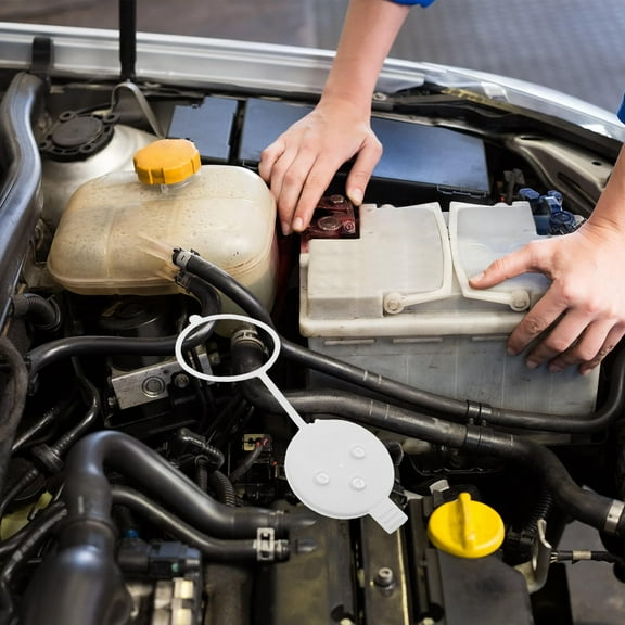 TEHAUX White Plastic Windshield Washer Fluid Reservoir Cap Replacement Lid for Car Accessory Daily Use