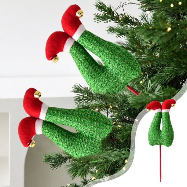 xihome Adorno navideño con forma de sombrero, con varilla para insertar. Ideal para decoraciones festivas. Material: tela suave y afelpada. Medidas: 30 x 11 x 4 cm.