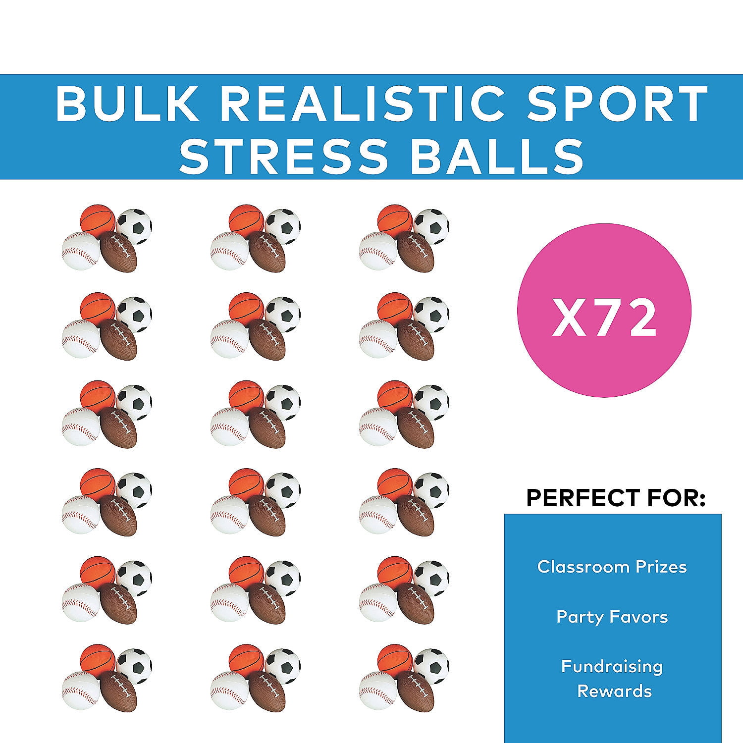 Realistic Sport Stress Balls Bulk 72 Pc