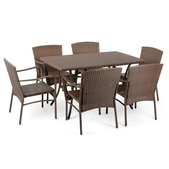 Leisure Wicker Outdoor Dining Set - 7 Piece