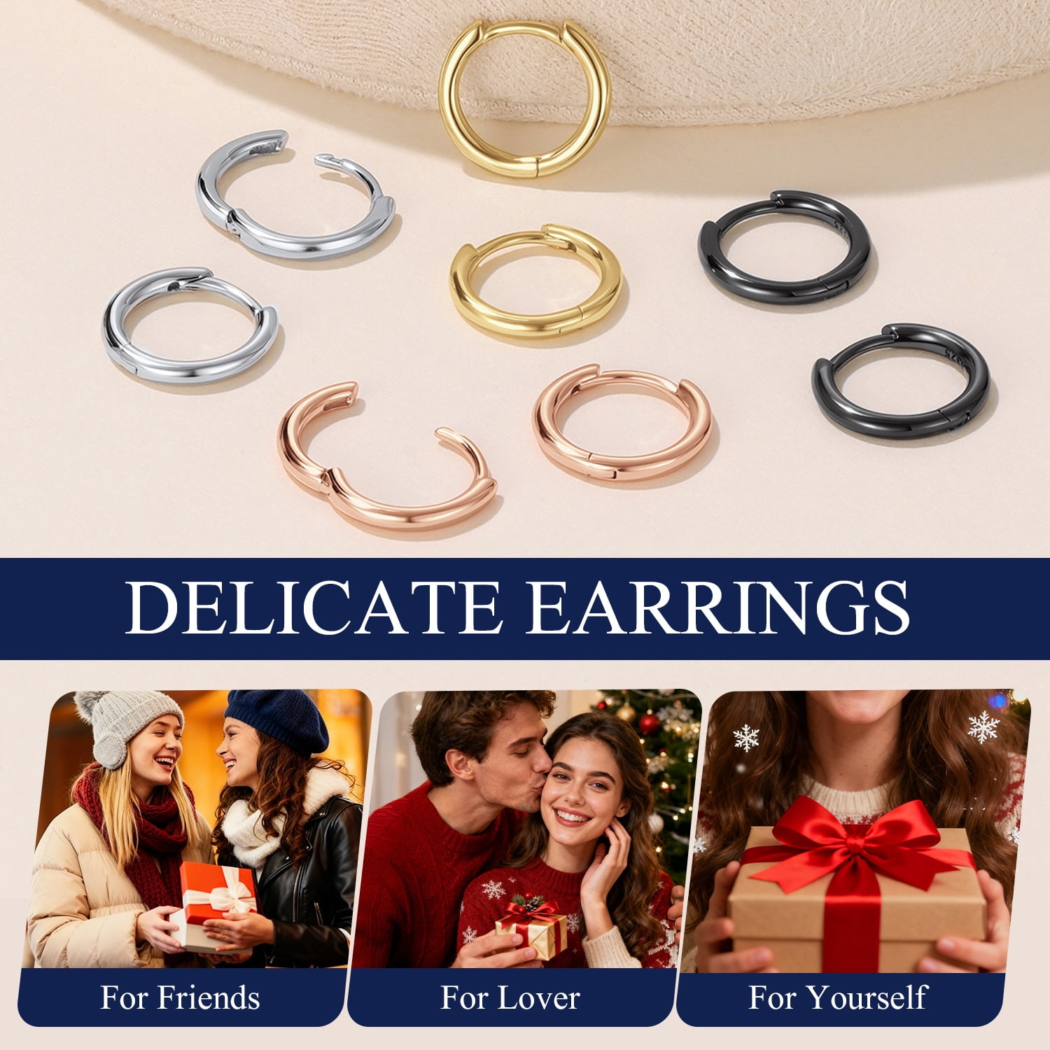 Suplight Silver Hoop Earrings for Women Men 8/10/12/14/16/18/20MM Small Huggie Hypoallergenic Nickel Free Christmas Jewelry Gift