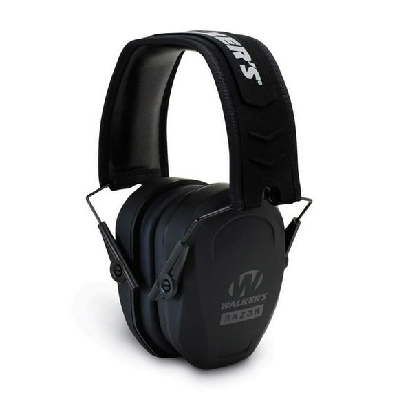 Walkers Razor Slim Passive Earmuff - Ultra Low-Profile Earcups - Black