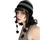 thumbnail image 1 of Girl Cartoon Rainbow Striped Knit Beanie Hat Y2K Party Hat Photo Props Hot Girl Cute Slouchy Knitting Hat White Gray Cap Singl, 1 of 4