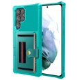 thumbnail image 1 of SaniMore Wallet Case for Samsung Galaxy S22 Ultra 6.8" 2022 Release, PC Back Shell PU Leather RFID Blocking Card Slot Hand Rope Shockproof Anti-drop Hybird Cover, Green, 1 of 6