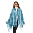 thumbnail image 3 of FORMRS Womens Scarf Winter Soft Long Big Warm Shawls Wrap Tassel Scarves, Green Watercolor Ocean Waves, 3 of 9
