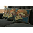 thumbnail image 2 of Ambesonne Colorful Throw Pillow Cover 4 Pack, Girl Roses Hearts, 24", Petrol Blue Caramel, 2 of 6