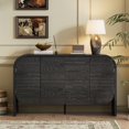 thumbnail image 3 of UHOMEPRO Black Buffet Sideboard with 4 Doors, Retro Style Storage Cabinet with Adjustable Shelves, Curvy Edge Credenza for Dining Room, Compact 56in, 3 of 11