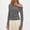 Gray, variant on DAFPZW Women One Shoulder Top Striped Long Sleeve Shirts Tight Fitted Going Out Dressy Tops Tees Y2k Outfits