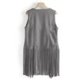 thumbnail image 6 of Womens Tassel Sleeveless Vest 70s Hippie Suede Fringe Jacket Cardigan Holiday Wear For Party Parade GY1 M, 6 of 9