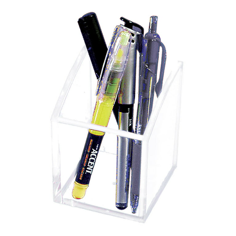 Kantek Clear Acrylic Pen Holder, 2.75-inch x 2.75-inch x 4-inch