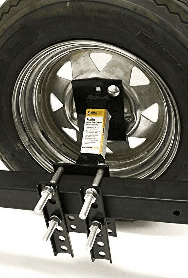 MaxxHaul Black Powder Coat Trailer Spare Tire Carrier with Locking Bracket