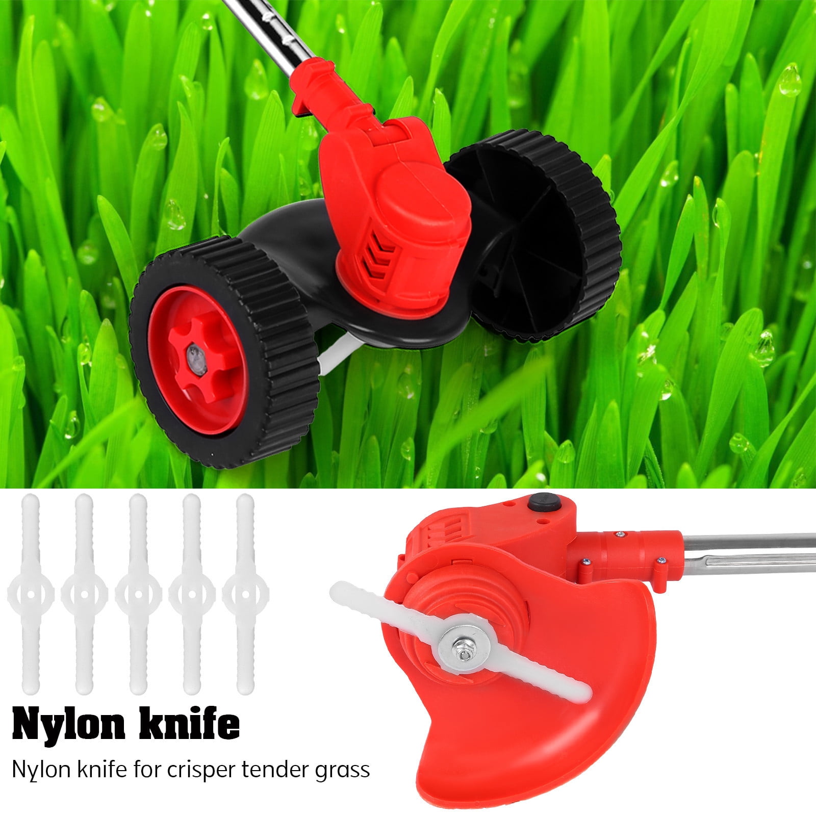 FengErXian Household Gadgets on Clearance Foldable String Grass Trimm Er Weed Eater with Wheel, without 24V Lithium- Batteries