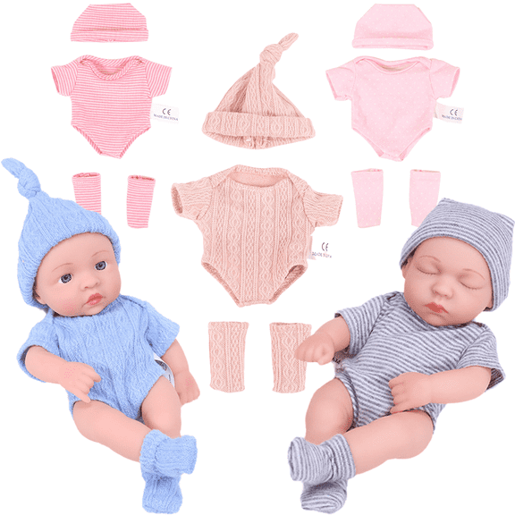 AmaMary 2-Piece 8-Inch Reborn Doll Set with Open-Eyed and Sleeping Dolls
