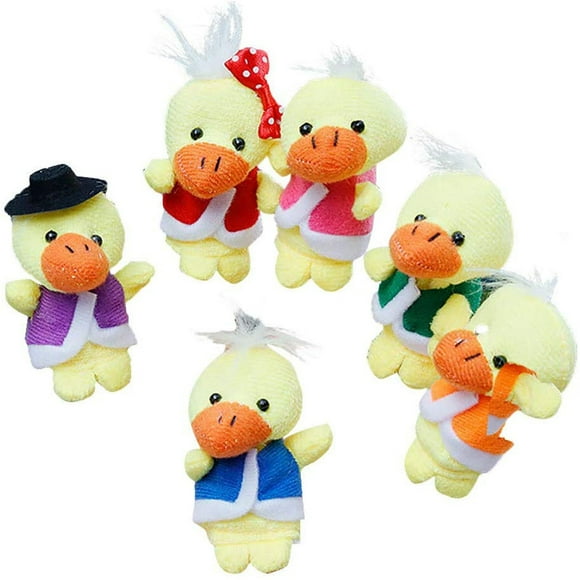 6 uds. De marionetas de dedo de patos de peluche bonitos, marionetas de mano de animales de dibujos animados para niños