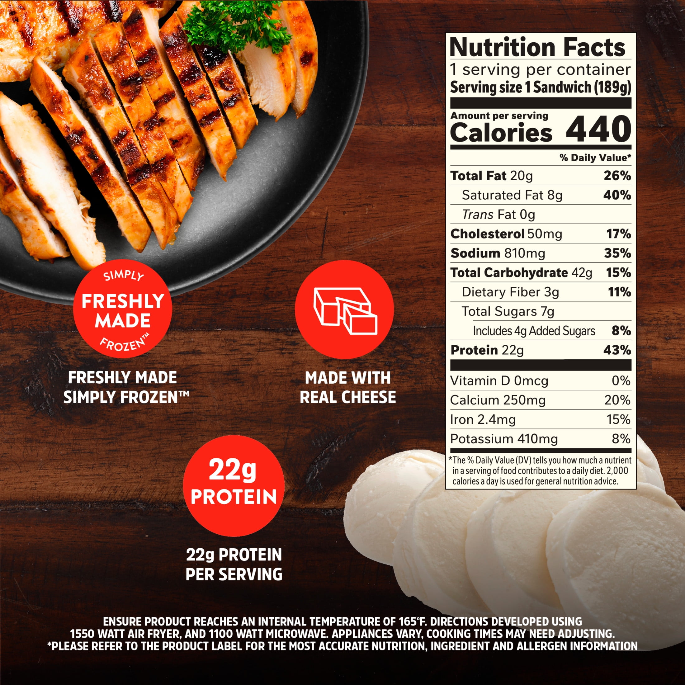 Stouffer’s Melt-FULLS Chicken Parmesan Frozen Sandwich High Protein Air Fryer Lunch, 6.6 oz