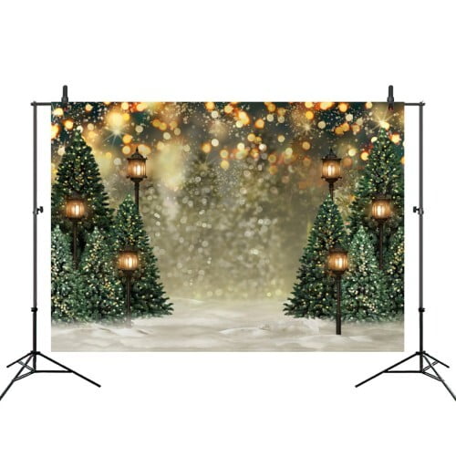 Christmas Tree Backdrop Winter Snowflake Glitter-Bokeh, Newborn Baby Shower Birthday Photo Backdrops for Wall, Xmas Pine Tree Party Decors Photography Background 56x79 in