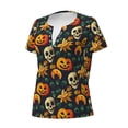 thumbnail image 2 of Naloa Halloween Skull Print T-Shirts Short Sleeve V Neck Tees for Women Fashion Tops Trendy Lightweight Soft Casual Summer Outfits Clothes, 2 of 5