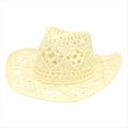 thumbnail image 1 of Sombreros de Vaquero de Paja para Mujer Sombrero de Vaquera Occidental para Fiesta de Vacaciones Sombrero Plegable para en la Playa con Ala B, 1 of 6