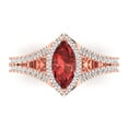 thumbnail image 2 of 1.2ct marquise cut red natural garnet 18k rose gold halo Bridal Wedding Engagement Promise Anniversary Ring for Women size 7, 2 of 7