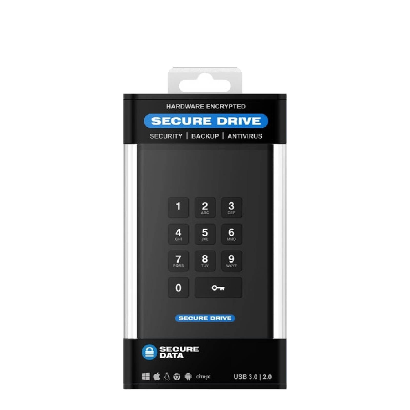 SecureData SecureDrive KP - SSD - encrypted - 4 TB - external (portable) - USB 3.2 Gen 1 - FIPS 140-2 Level 3, 256-bit AES-XTS