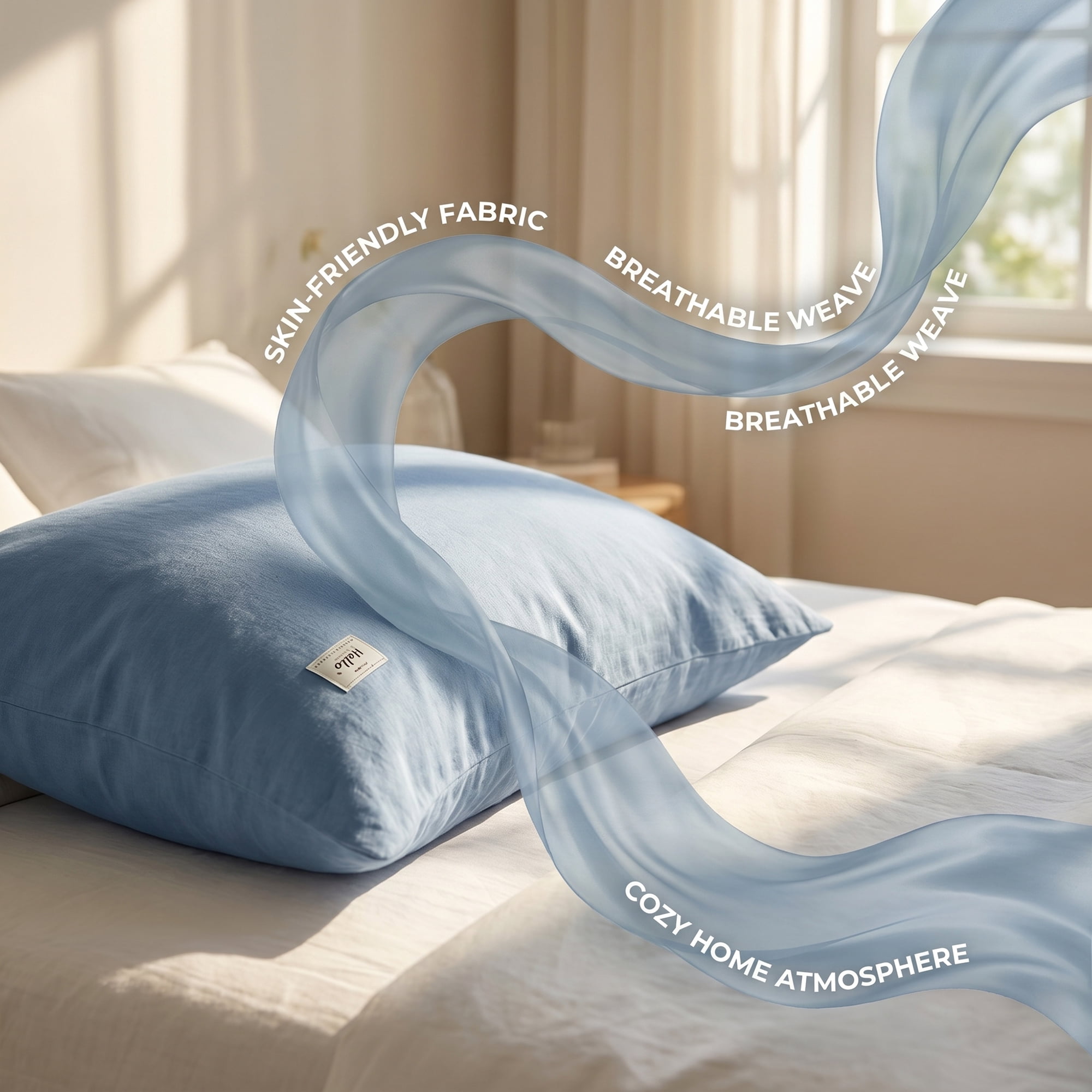Unique Bargains 2 Pack Cotton Pillowcase Smooth Cooling Pillow Cases Envelope Closure Queen Blue - Bean Paste