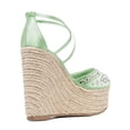 thumbnail image 4 of XYD Women Espadrilles Wedge Sandals Woven Straw Peep Toe Rhinestones Platform Heels Slender Crossover Straps Glamour Party Shoes Size 7 Green, 4 of 4
