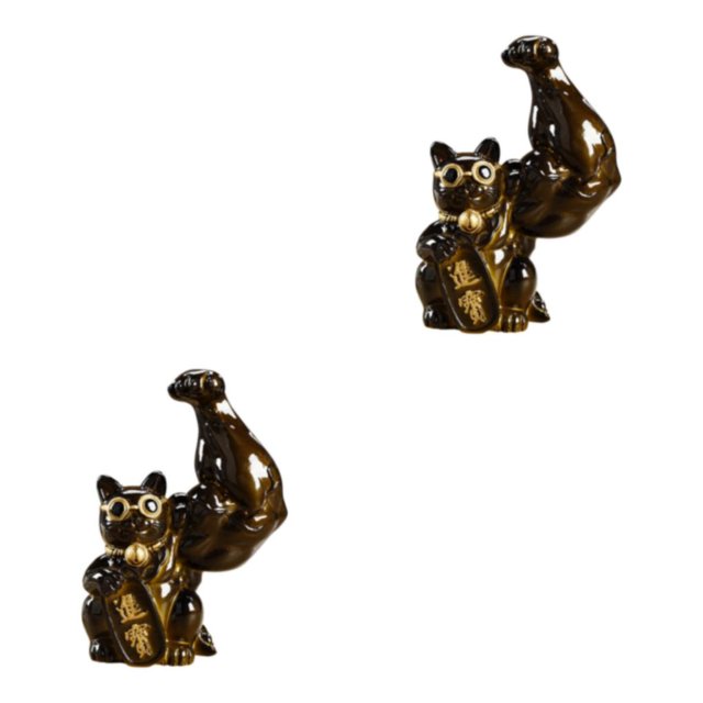 Matsuzay Figurilla de gato de la suerte, artesanía exquisita de resina, deseos y buena suerte, amplia aplicación Type1 NO1
