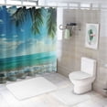 thumbnail image 7 of Orinice  Ocean Shower Curtain, Palms Tropical Island Summer Beach Foamy Sea Water Maldives Idyllic Photography, Cloth Fabric Bathroom Decor Set with Hooks,  60x72, 7 of 7