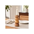 thumbnail image 3 of Round Stacked Taper Candle Holder for Centerpieces for Tables - Mango Wood Candlestick Holder for Home, Living Room, Mantel and Console Decor - Pillar Candle Accent for Kitchen - 7", Brown, 3 of 12