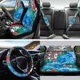 thumbnail image 2 of Jeiento Sea Turtle Car Seat Covers Set 13 Pcs Steering Wheel Cover Car Seat Belt Cover Car Trash Can Car Rear View Mirror Cover Floral Car Cup Coasters Keychain Lipstick Covers for SUV Sedan, 2 of 7