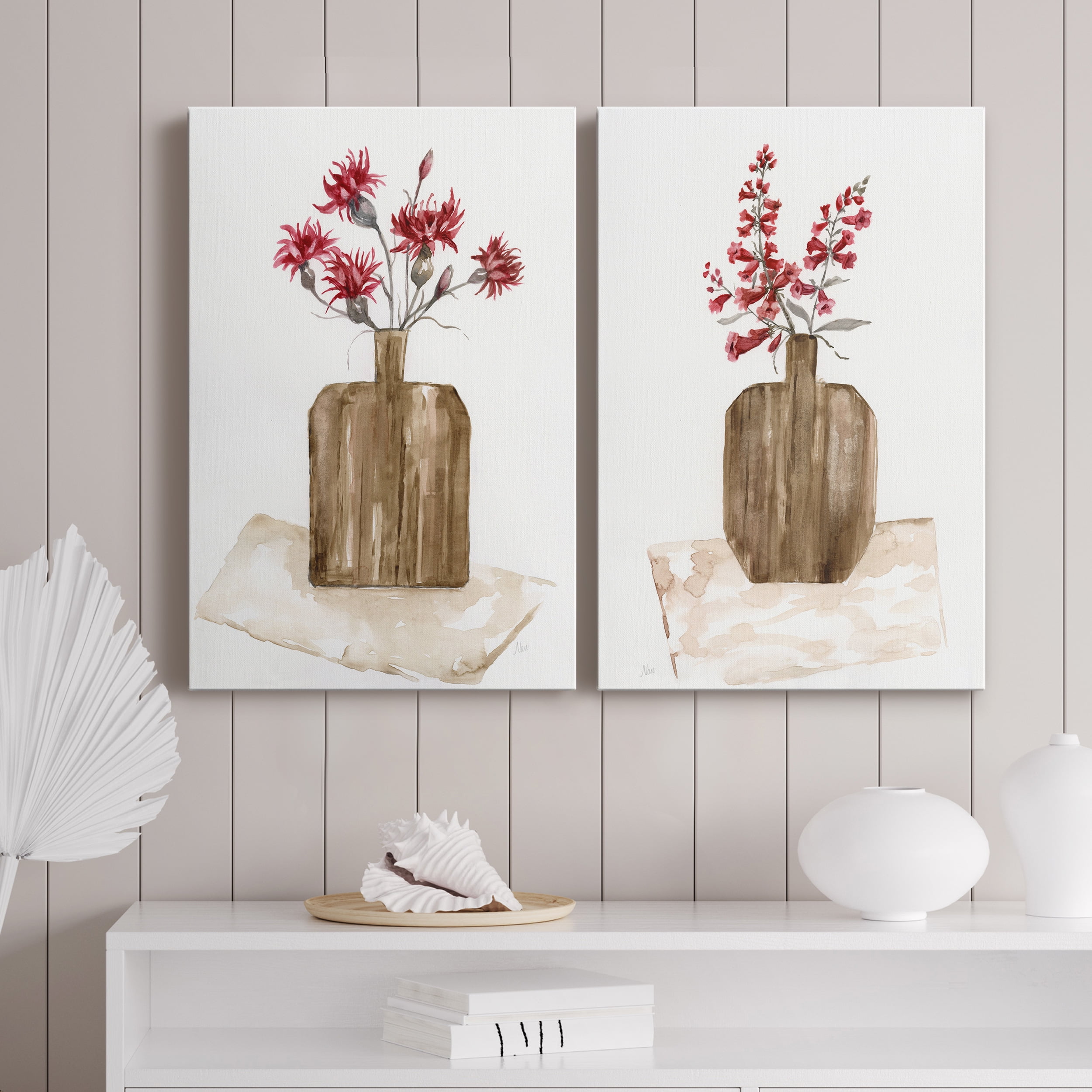 Simply Country I Premium Gallery Wrapped Canvas - Ready to Hang - Set of 2 - 12 x 18 Each