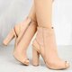 thumbnail image 3 of Faux Suede Leather Ankle Boots For Women Casual Peep Toe Peep Toe High Zipper Heels Fashion Square Rubber Black Shoes, 3 of 5