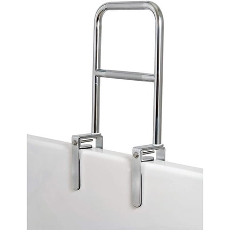 Carex Dual Level Bathtub Rail with Chrome Finish Bathtub Grab Bar Safety Bar For Seniors and Handicap