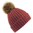 thumbnail image 2 of Beechfield Pom Pom Faux Fur Chunky Knit Beanie, 2 of 2