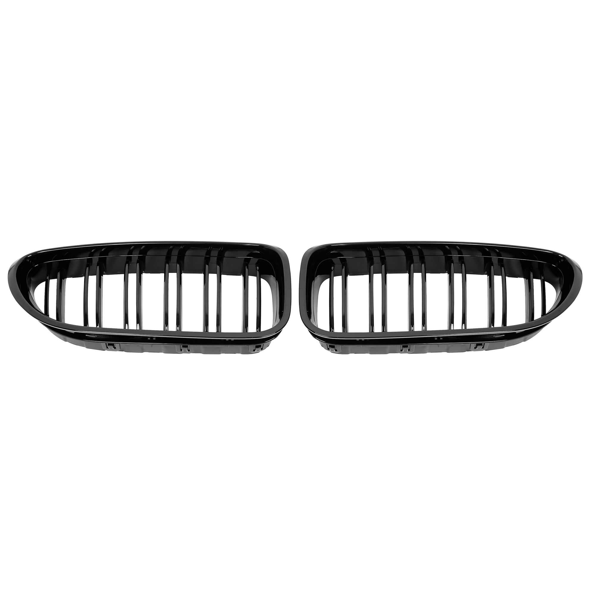 Unique Bargains Pair Glossy Black Front Car Grille Double Line 4 Door for BMW F06