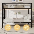 thumbnail image 6 of Twin Over Twin Metal Bunk Bed for Kids Boys Girls, Heavy Duty Steel Structure Bedframe with Ladders & Full Guardrail, Converts to 2 Separate Beds, No Box Spring Required, Black, 6 of 11